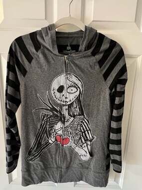 Disney Parks The Nightmare Before Christmas Jack and Sally Striped Sleeve Zip Up